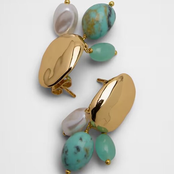 Banana Republic Turquoise Resin Pearl Earrings/NWT - Picture 2 of 9